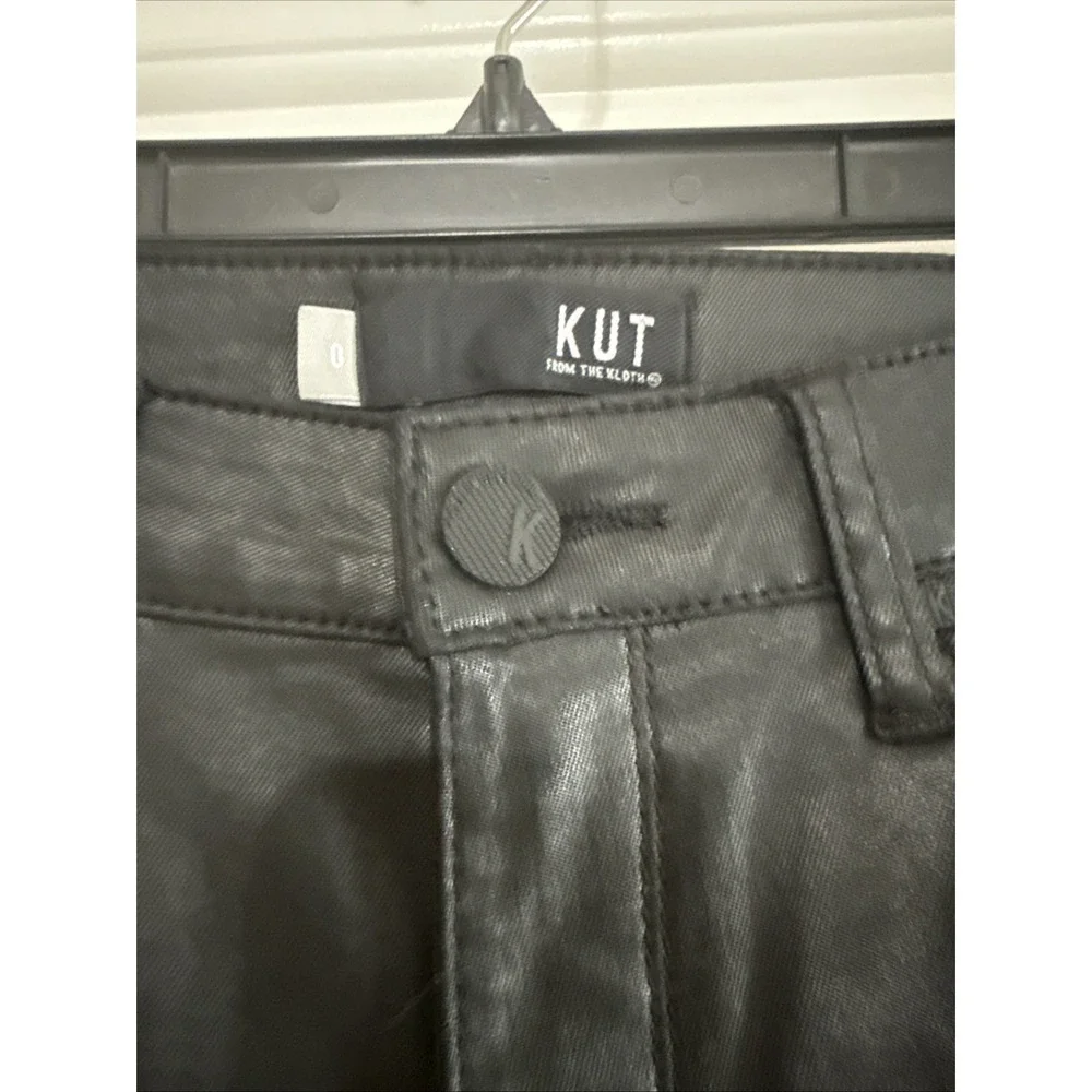 Kut From The Kloth Women's Ana High Rise Fab Ab Flare Coated Faux Leather Sz 0